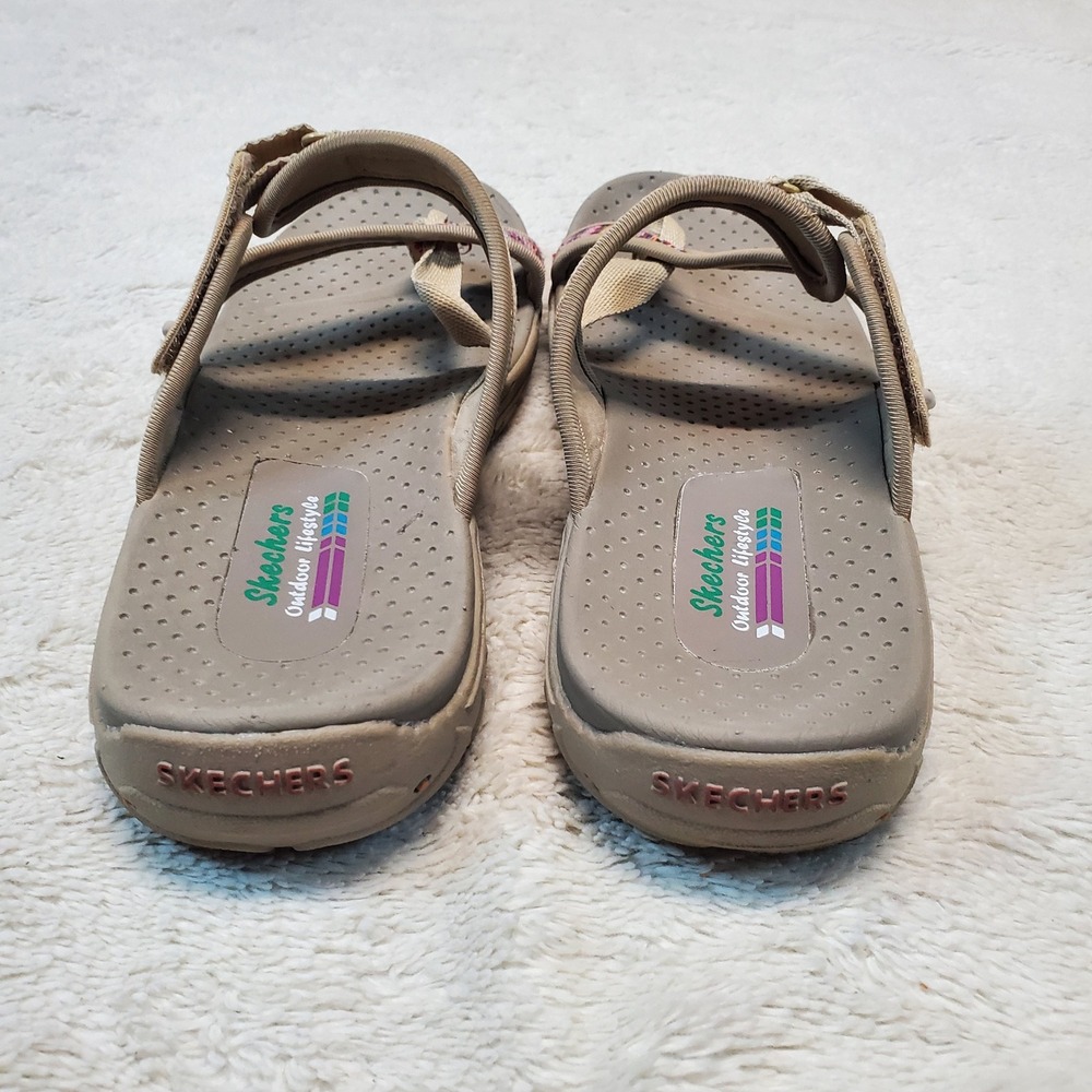 Skechers Tan Plaid Summer Simple Everyday Casual Open Toe Strappy Sandal Women 9 - Picture 6 of 9